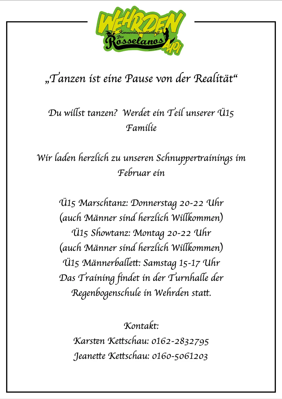 Flyer - Tanzen ist Pause von der Realität